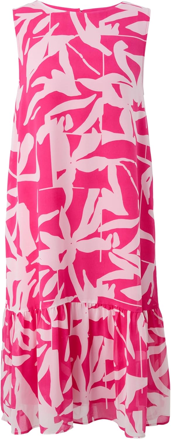 Comma Damen Kleid 32 44c8 Pink|weiss, 32 44c8 Pink|weiß