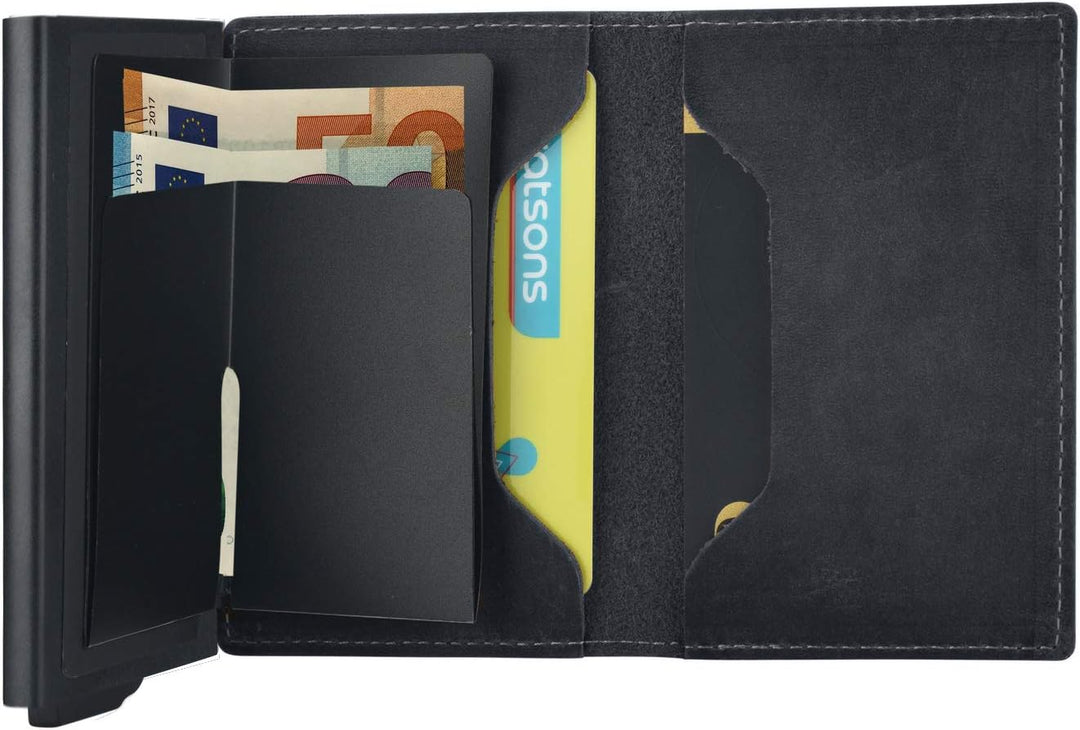 mogdi Nano Black Premium Herren Portmonee RFID Schutz Kartenetui Business Geldbörse feinstes A++ Ech