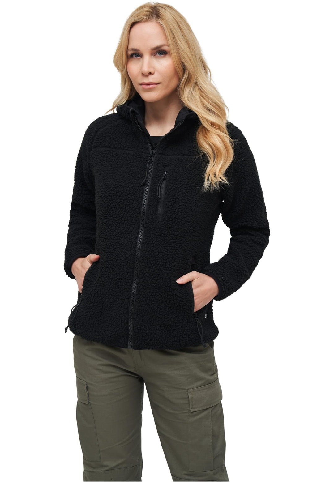 Brandit Women Teddyfleece Jacket Hooded, many colours, Grössen XS bis 5XL, XS Schwarz