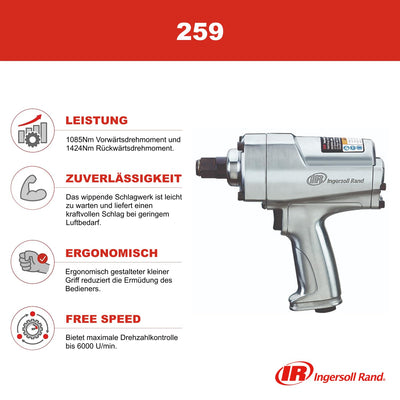 Ingersoll Rand Druckluft Schlagschrauber 259, 3/4‘‘, besonders kompakter, leistungsstarker und effiz