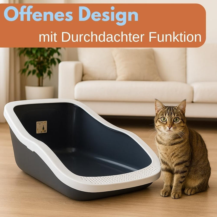 XXL Katzenklo Katzentoilette gross Grosses Katzenklo 70 cm Katzen Klo offen Katzenklo hoher Rand Kat