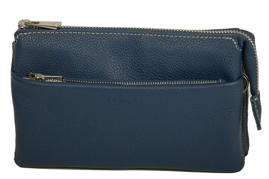 Katana Clutch aus genarbtem Rindsleder 69600 Grau, Grau