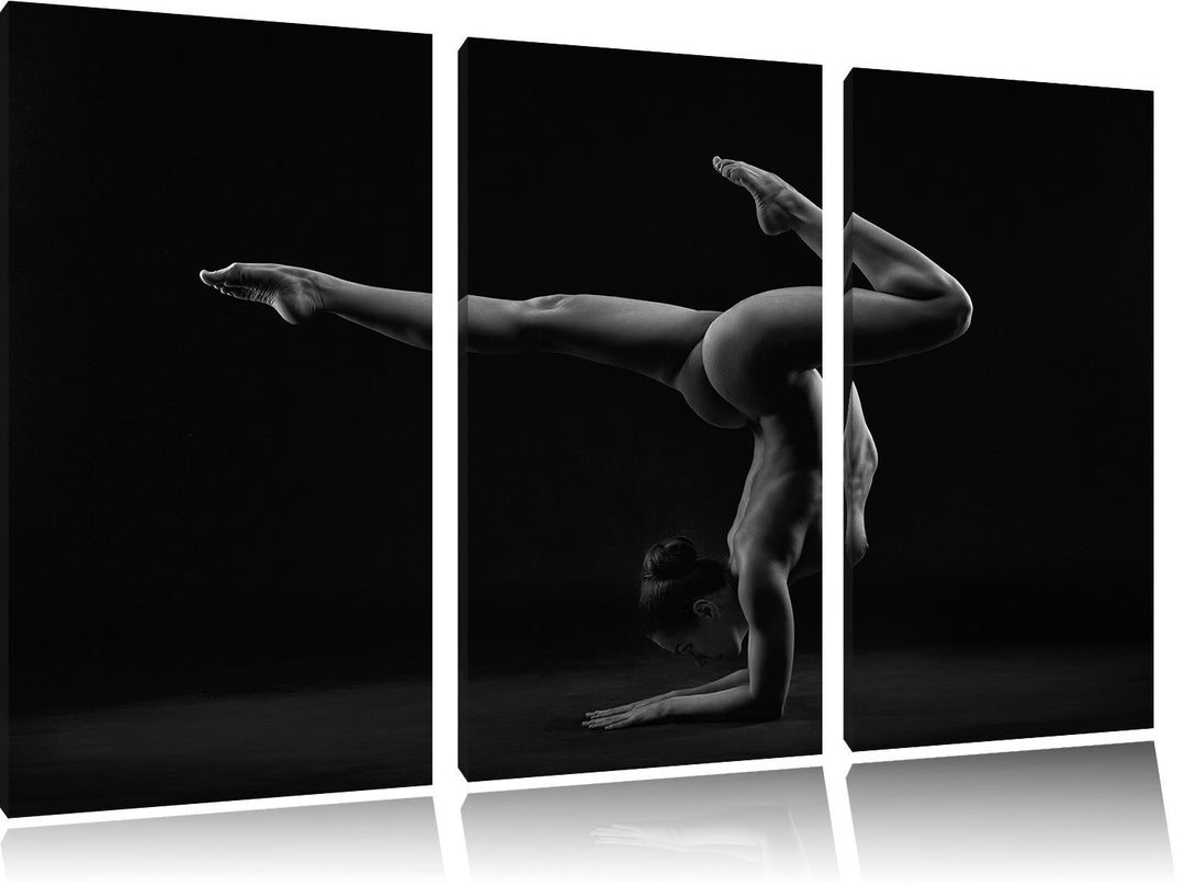Pixxprint Perfekter Flexibler sexy Körper Einer Jungen Frau Kunst B&amp;W als Leinwandbild/Grösse: 3 Tei