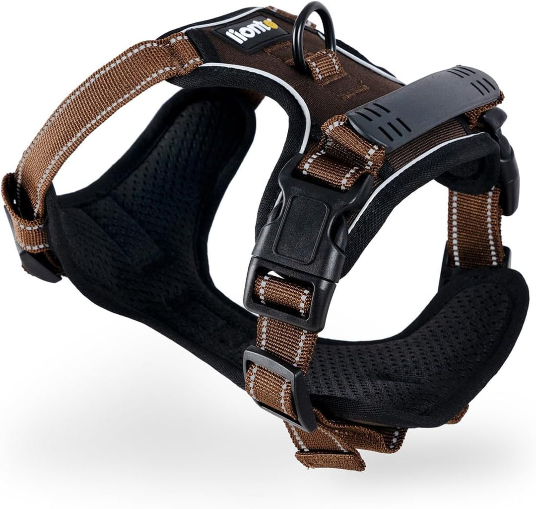 lionto Hundegeschirr gepolstert aus weichem Nylon, Grösse L, reflektierendes Anti Zug Geschirr für H