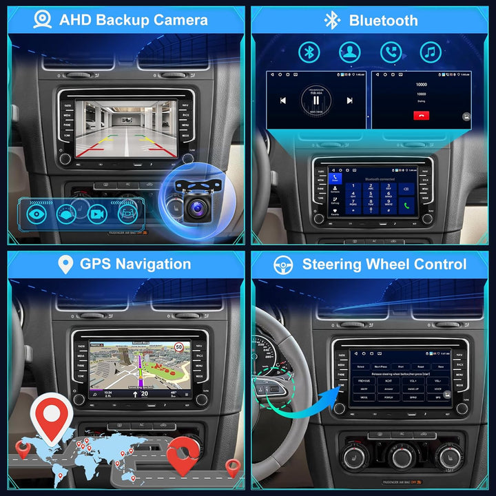 [4+64G] Android Car Stereo für VW Golf 5 6 Passat Polo Tiguan Touran Caddy Skoda Seat mit Wireless C