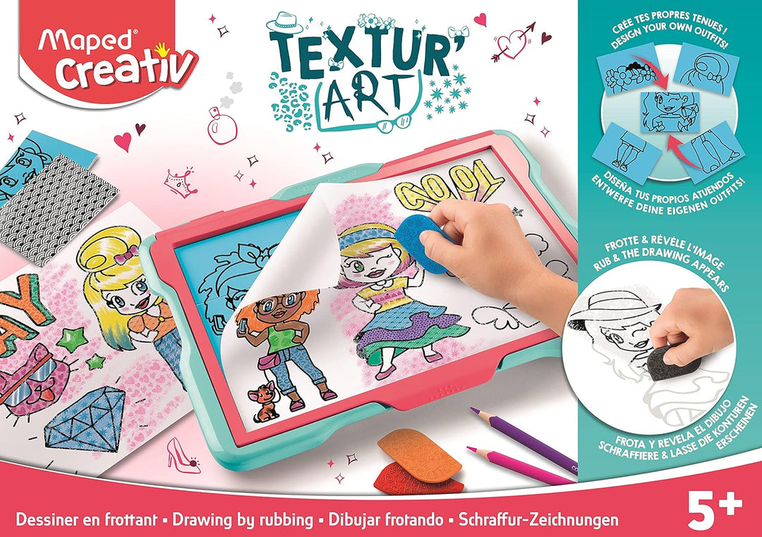 MAPED Creativ – Textur'Art Fashion – Malen durch Schrubben – Zeichentablett – Kreative Freizeitbesch