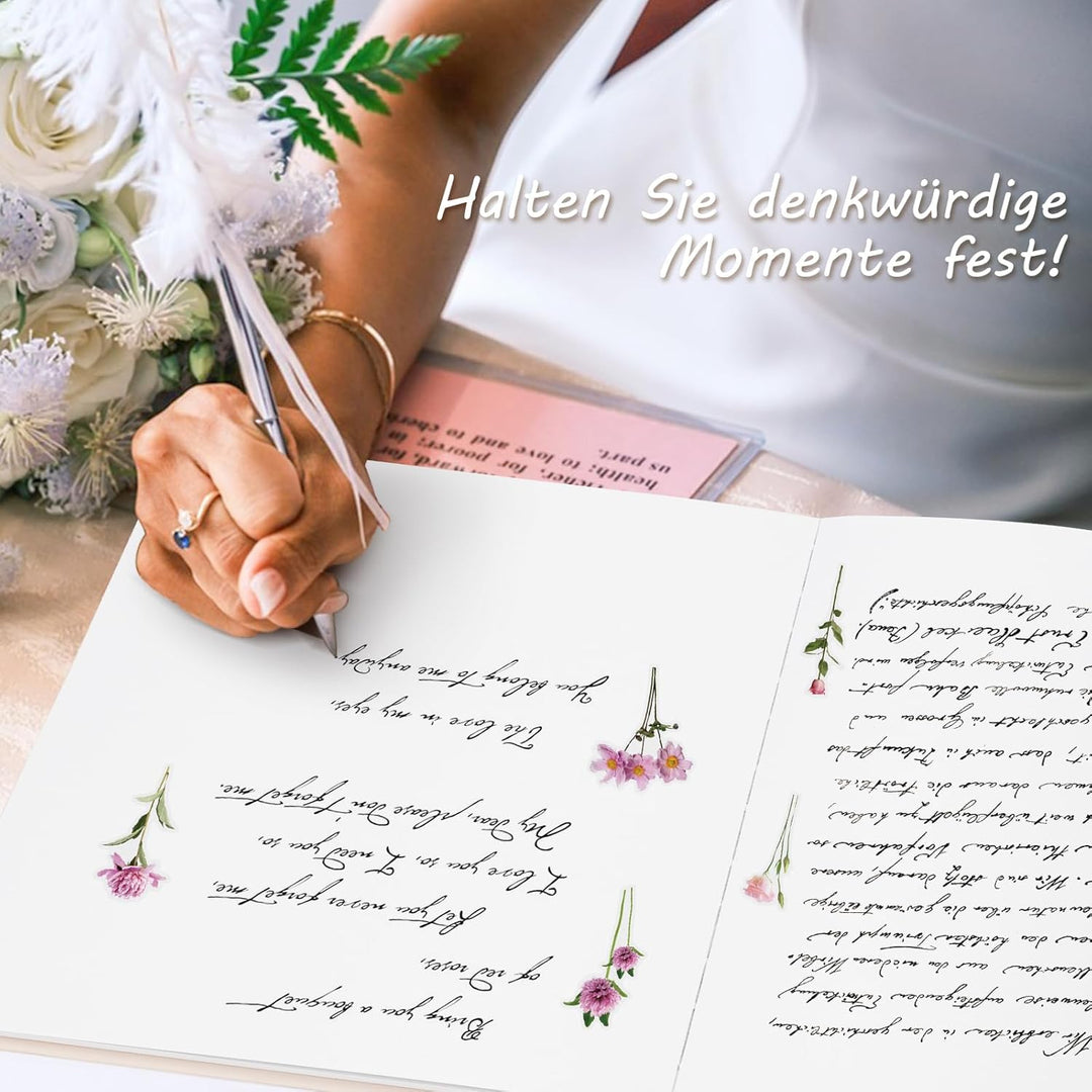 Gästebuch Geburtstag Blanko mit 40 Schöne Aufkleber und 48 Doppelseiten Premium Dickem Papier,Grösse