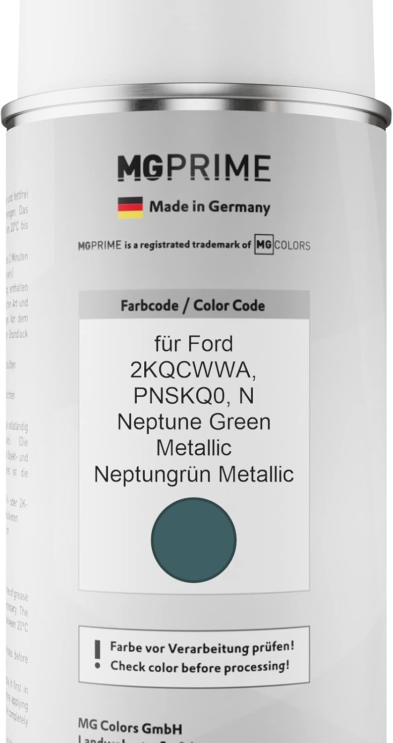 MG PRIME Autolack Sprühdosen Set für Ford 2KQCWWA / PNSKQ0 / N Neptune Green Metallic/Neptungrün Met