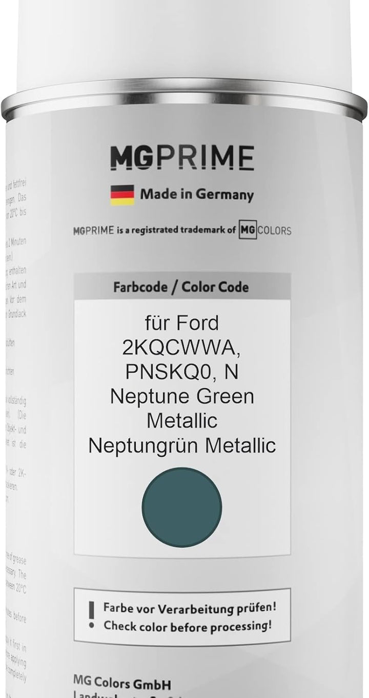 MG PRIME Autolack Sprühdosen Set für Ford 2KQCWWA / PNSKQ0 / N Neptune Green Metallic/Neptungrün Met