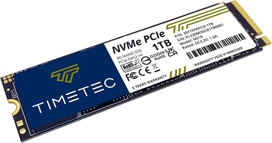 Timetec 1TB SSD NVMe PCIe Gen3x4 8 Gb/s M.2 2280 3D NAND TLC 600 TBW Hochleistungs-SLC-Cache Lese-/S