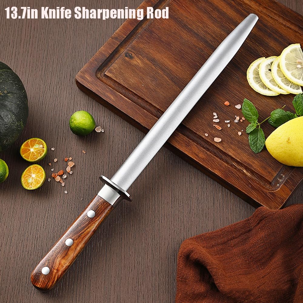13,7 Zoll Messer Schleifstange, Messer Schleifstange Kohlenstoff Handschärfer Birne Holzgriff & Meta