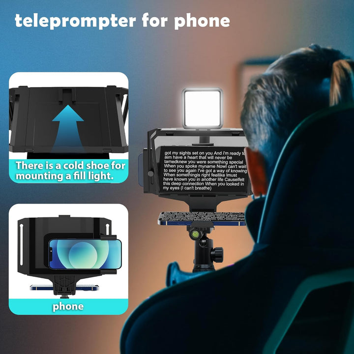 19,6 cm (7,7 Zoll) Telefon-Teleprompter-Kit, Bluetooth-Fernbedienung und gehärtetes optisches Glas f