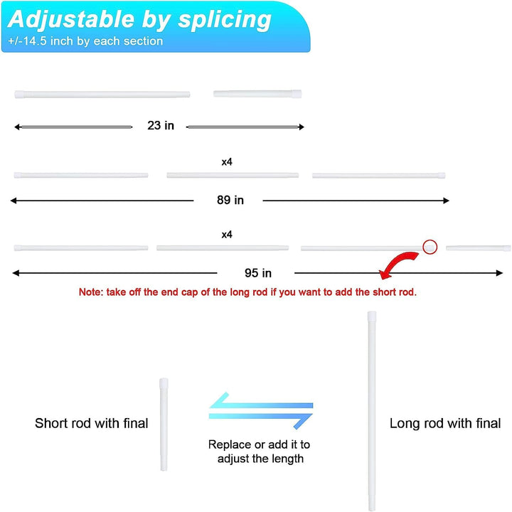Edelstahl Gardinenstange 76-238 cm mit Kappenknäufen und Halterungen - Dekorative Verstellbare Gardi
