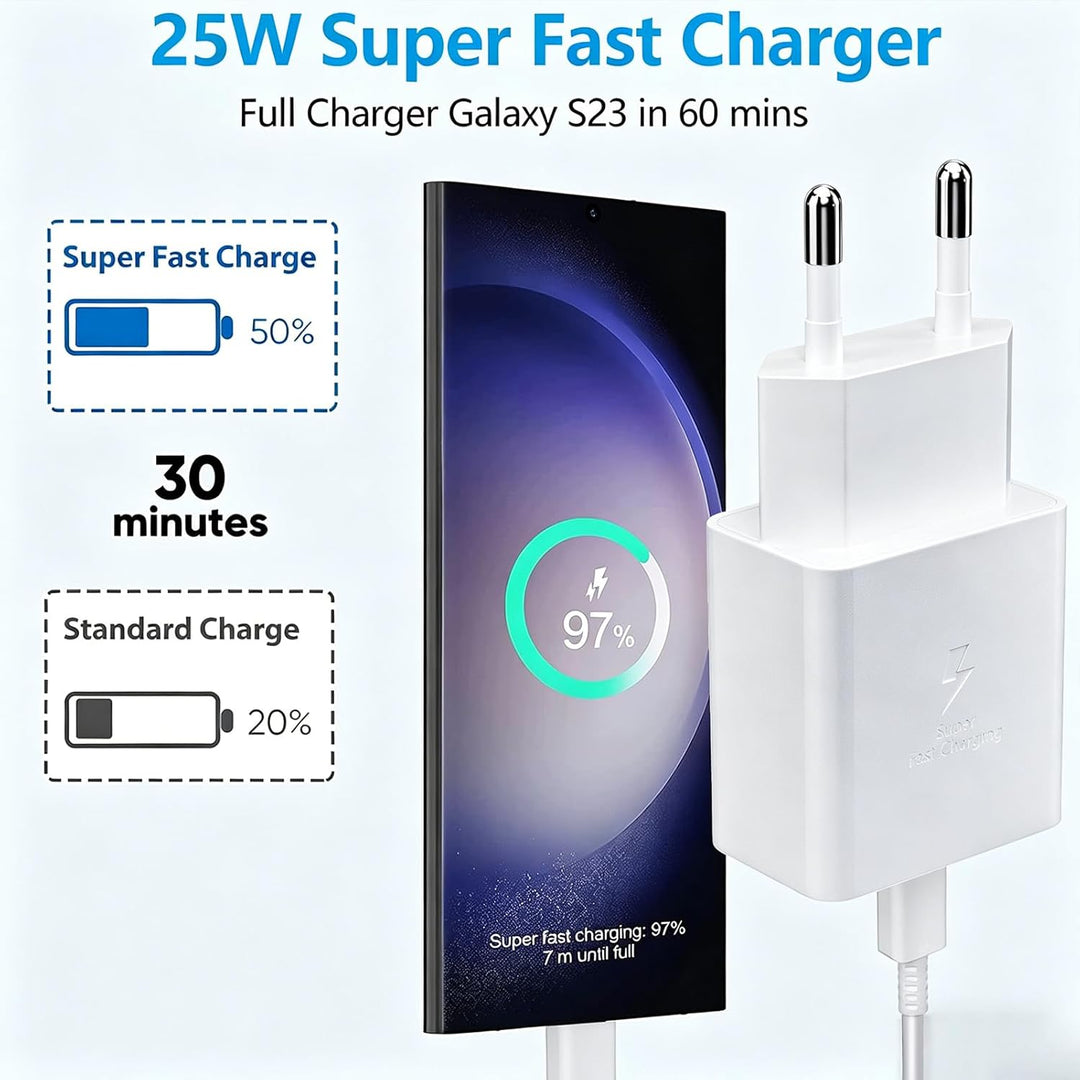 2er-Pack 25 Watt Schnellladegerät Ladekabel für Samsung Galaxy S26 S25 S24 S23 S22 S21 S20 FE Ultra