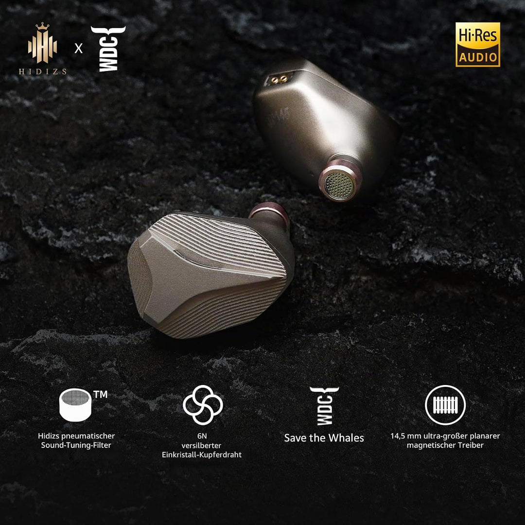 Hidizs MP145 HiFi-In-Ear-Monitore mit magnetischem Treiber, flach, ultradünn, 14,5 mm, ergonomisches