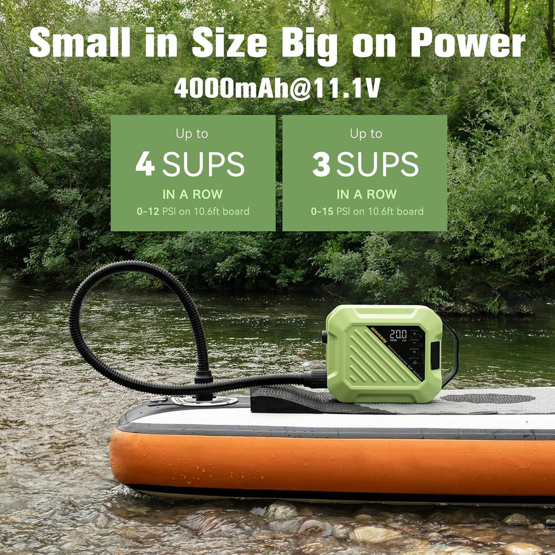 SUP Pumpe Elektrisch Akku, 20 PSI Hochdruck Auto-Off Paddle Pumpe | Elektrische Luftpumpe für Aufbla