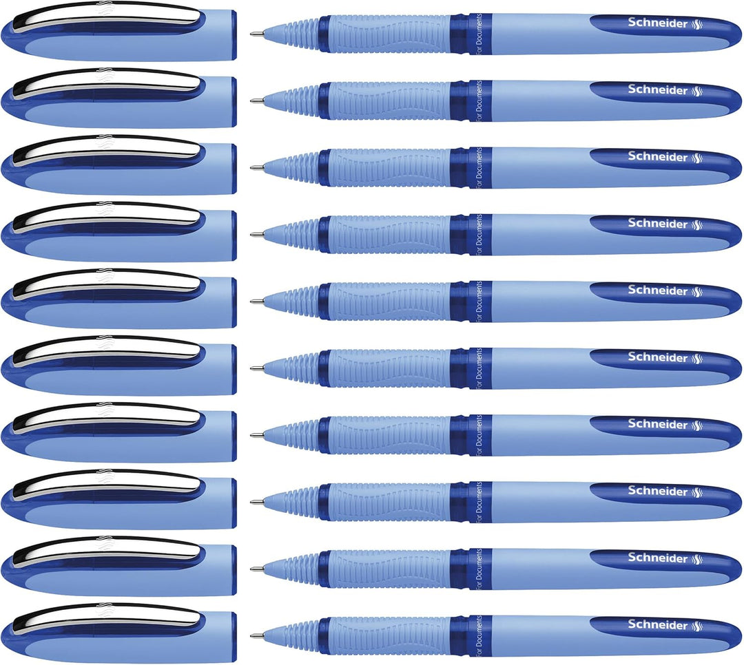 Schneider One Hybrid N Tintenroller, 0,3 mm Hybrid-Nadelspitze, hellblauer Schaft, blaue Tinte, Box