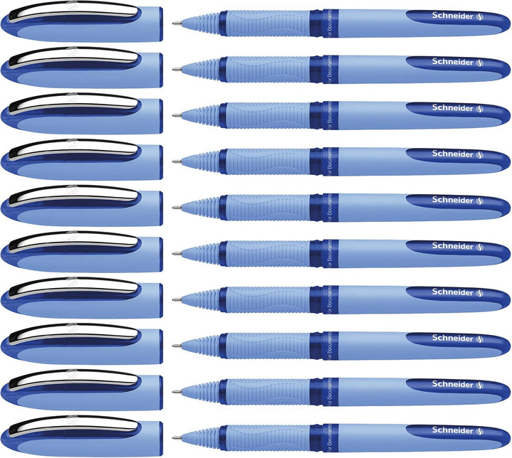 Schneider One Hybrid N Tintenroller, 0,3 mm Hybrid-Nadelspitze, hellblauer Schaft, blaue Tinte, Box