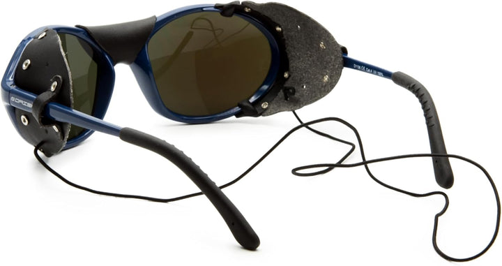 Daisan schwarze Gletscherbrille Bergsteigerbrille Sonnenbrille mit Kat. 4 Gläser 100% UV Schutz Blau