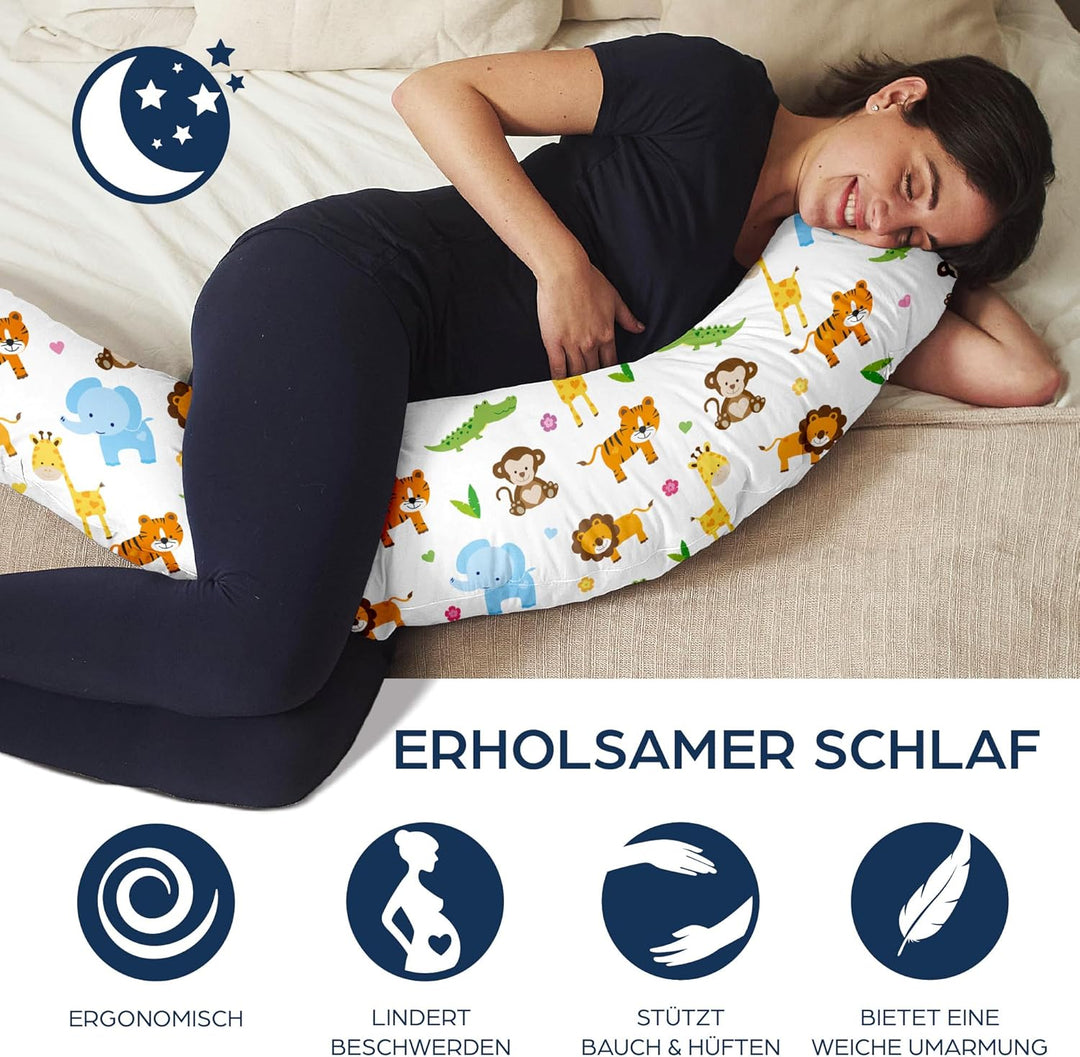 Niimo XXL Schwangerschaftskissen & Stillkissen - Seitenschläferkissen mit Bezug aus 100% Baumwolle,