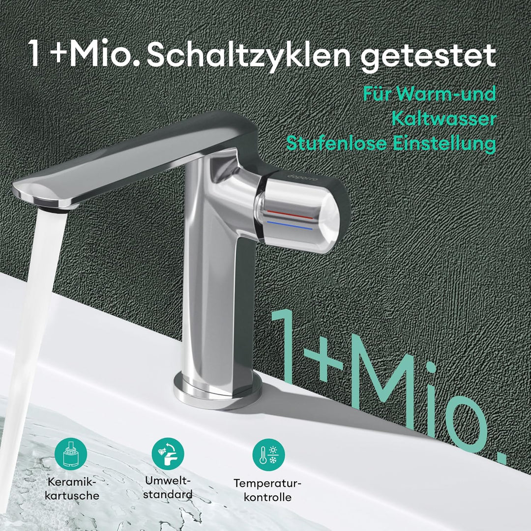 Mai & Mai Wasserhahn Bad Waschtischarmatur Einhebelmischer Mischbatterie Bad Armatur Badezimmer aus