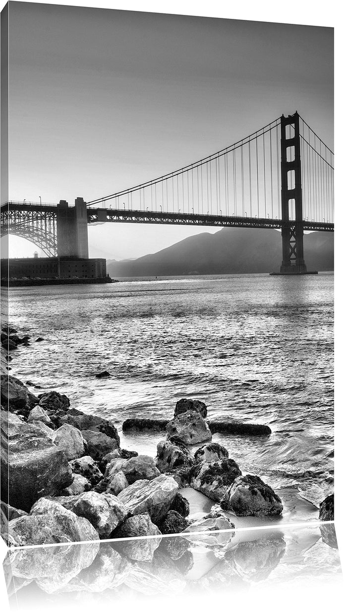 Pixxprint Imposante Golden Gate Bridge als Leinwandbild/Grösse: 100x70 / Wandbild/Kunstdruck/fertig