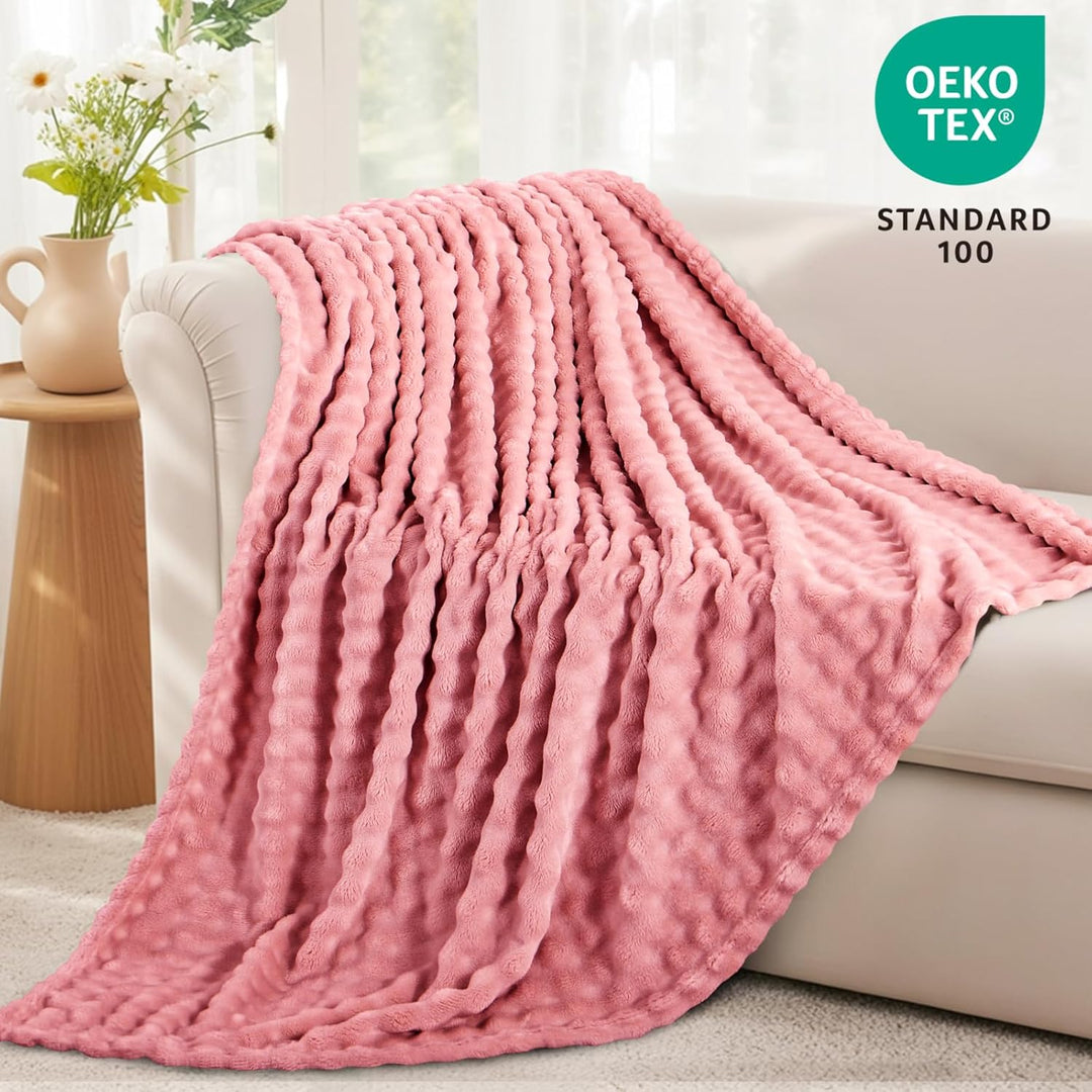 RUIKASI Bubble Decke Kuscheldecke Flauschig Rosa - 150x200cm Sofadecke & Couchdecke aus Plüsch, Warm