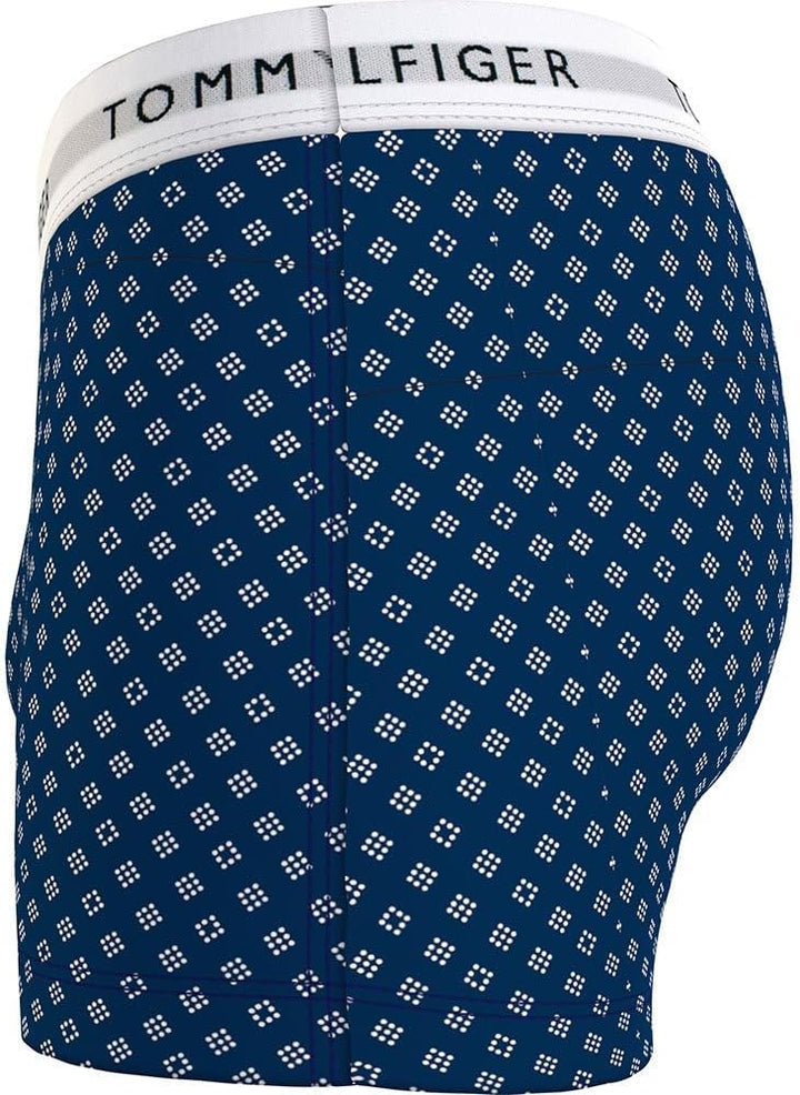 Tommy Hilfiger Herren 3er Pack Boxershorts Trunks Unterwäsche S Weiss (F Polkadot/Dsrt Sky/Deep Indi