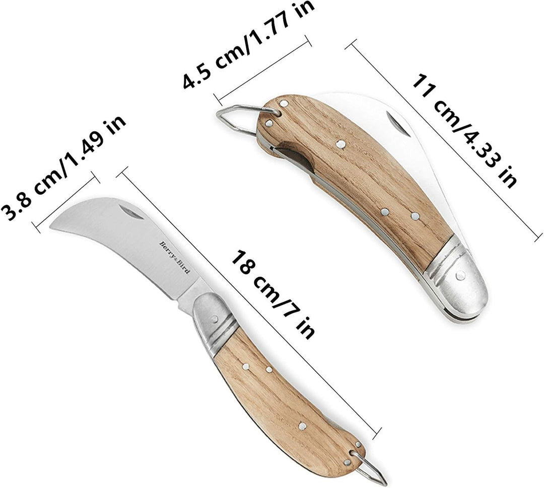 Berry&Bird Hawkbill Pruner Knife, klappbares Taschenmesser, Veredelungsmesser mit Edelstahlklinge, G