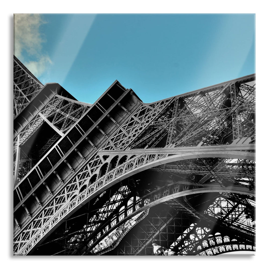 Pixxprint Glasbild | Wandbild auf Echtglas | schöner Eifelturm in Paris | 40x40 cm | inkl. Aufhängun