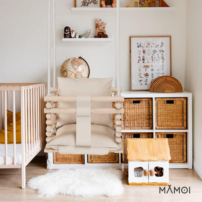 MAMOI® Babyschaukel, Schaukel Indoor und Outdoor, Holzschaukel für Baby und Kinder, Kinderschaukel,