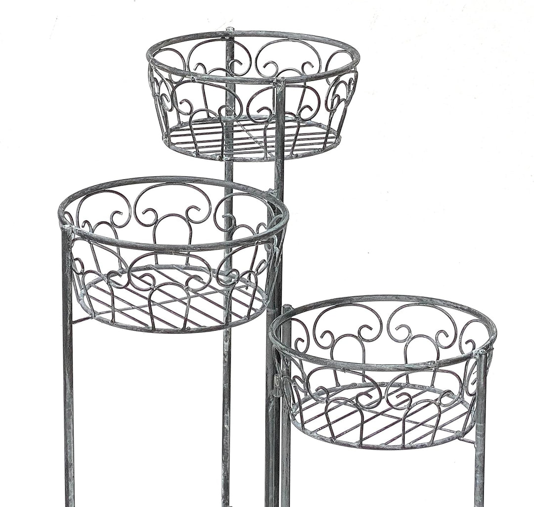DanDiBo Blumentreppe Metall Rund 75 cm Blumenständer mit 3 Körbe 96012 Blumenständer Blumensäule Pfl
