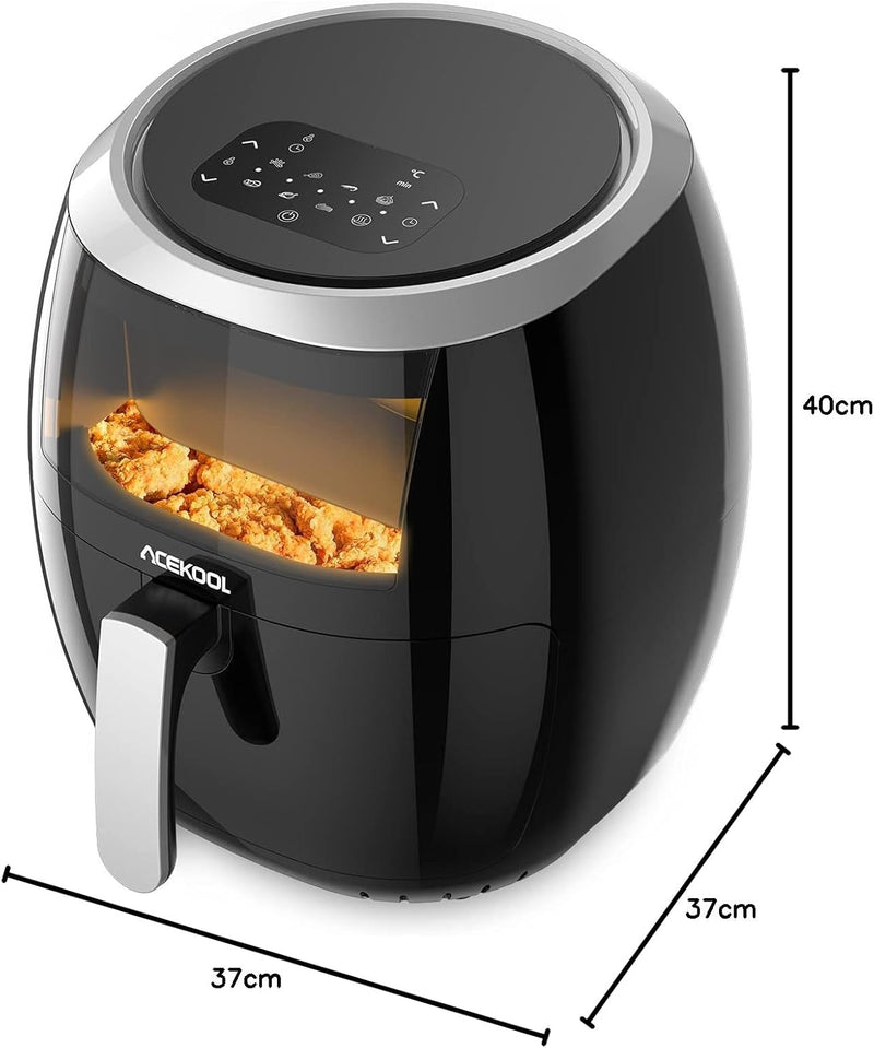 Heissluftfritteuse 8L 1800W, Air Fryer mit Sichtfenster, Einstellbare Temperaturregelung, Digitalem