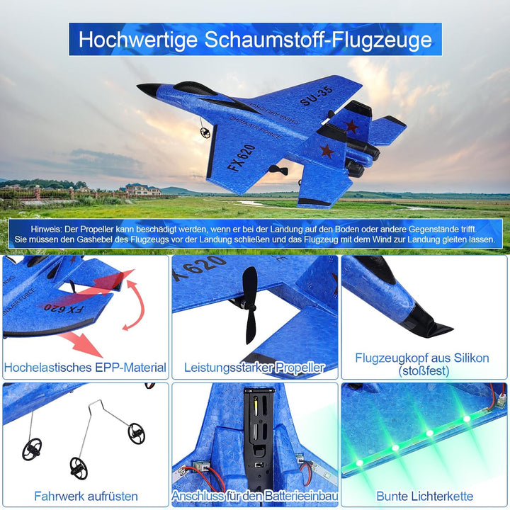 Henakmsl RC Flugzeug 2CH Ferngesteuerter SU35 Kämpfer 2.4GHz RC Flugzeug RTF für Anfänger, Kinder un