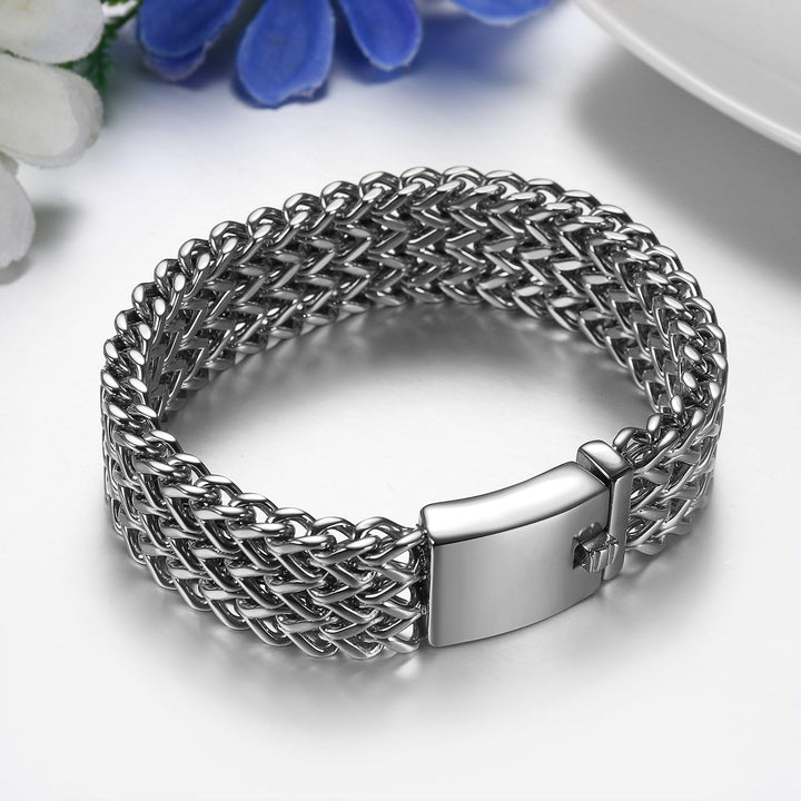JewelryWe Schmuck Personalisiert Gravur Edelstahl Armband Partnerarmband Panzerarmband Unisex Herren