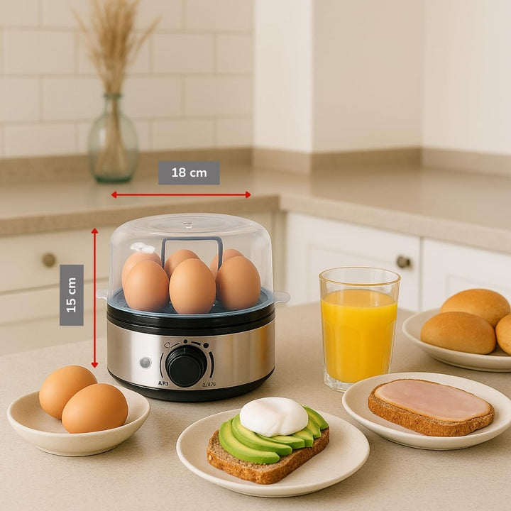 alpina Eierkocher 400W – Egg Cooker für 7 Eier – Eier Kocher mit Zeitschaltuhr und Messbecher – Edel