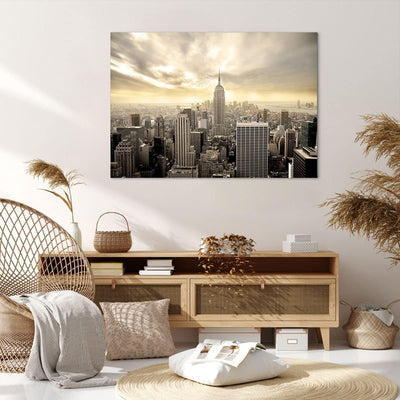 Bilder auf Leinwand 100x70cm Leinwandbild Stadt Wolkenkratzer Manhattan New York Gross Wanddeko Bild