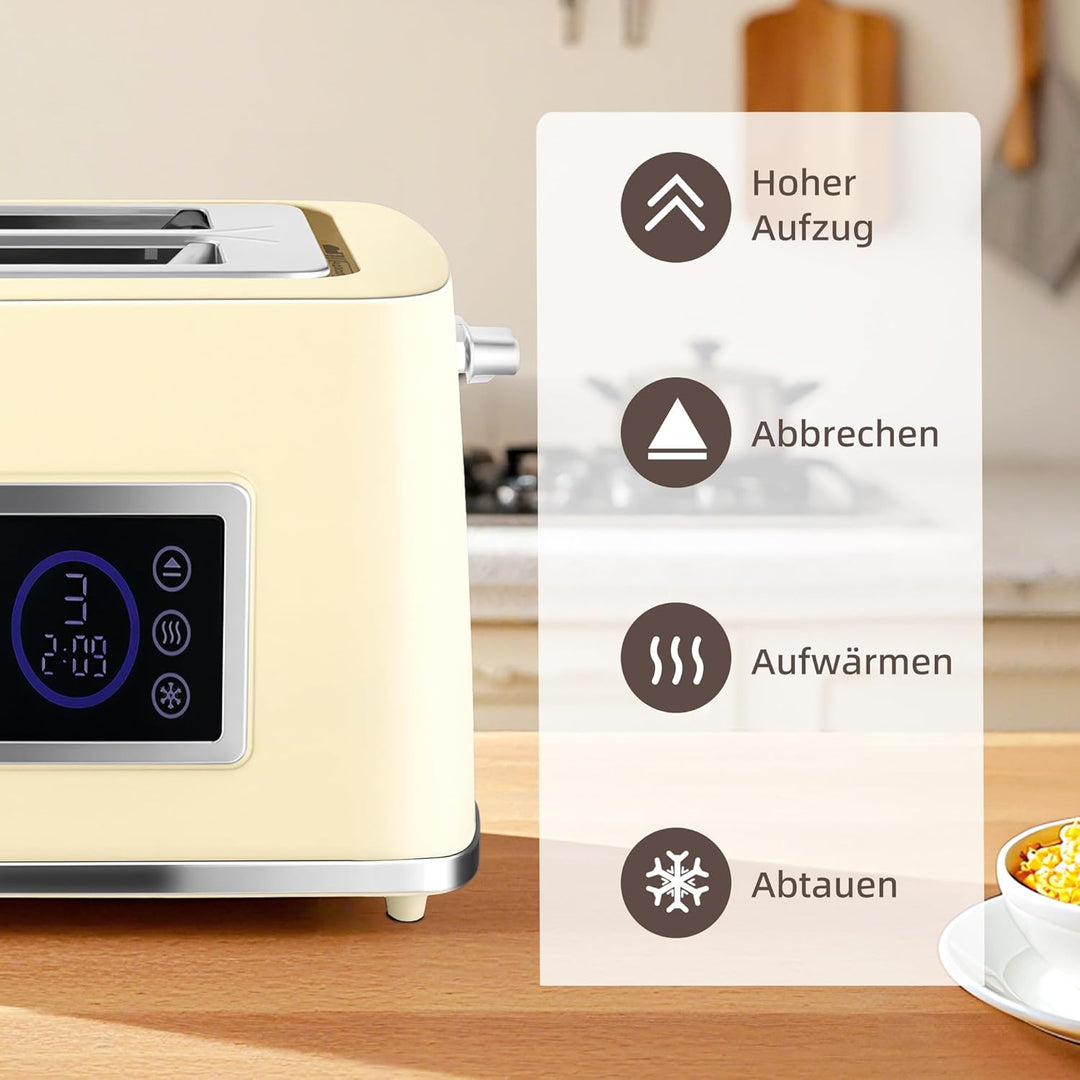 HOMCOM Wasserkocher Toaster Set 1,7L Edelstahl Wasserkocher 2 Scheiben Toaster mit 6 Bräunungsstufen