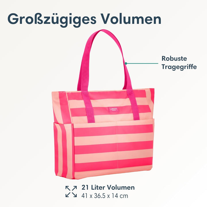 LARKSON Strandtasche Damen & Herren - Linn - Grosse Beach Bag für Strand, Schwimmbad, Pool - Tote Ba