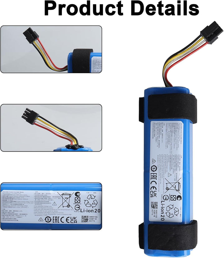 5200mAh Lithium-Ionen-Akku, kompatibel mit Roborock S8, MaxV Ultra &amp; Qrevo Slim, Li-Ionen-Akku für Q