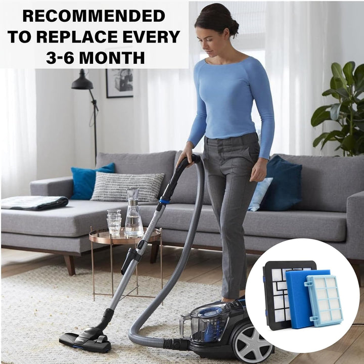 3 Stück FC8010/02 Filter für Philips PowerPro Compact 3000 Series Staubsauger FC9332/09 & FC9331/09