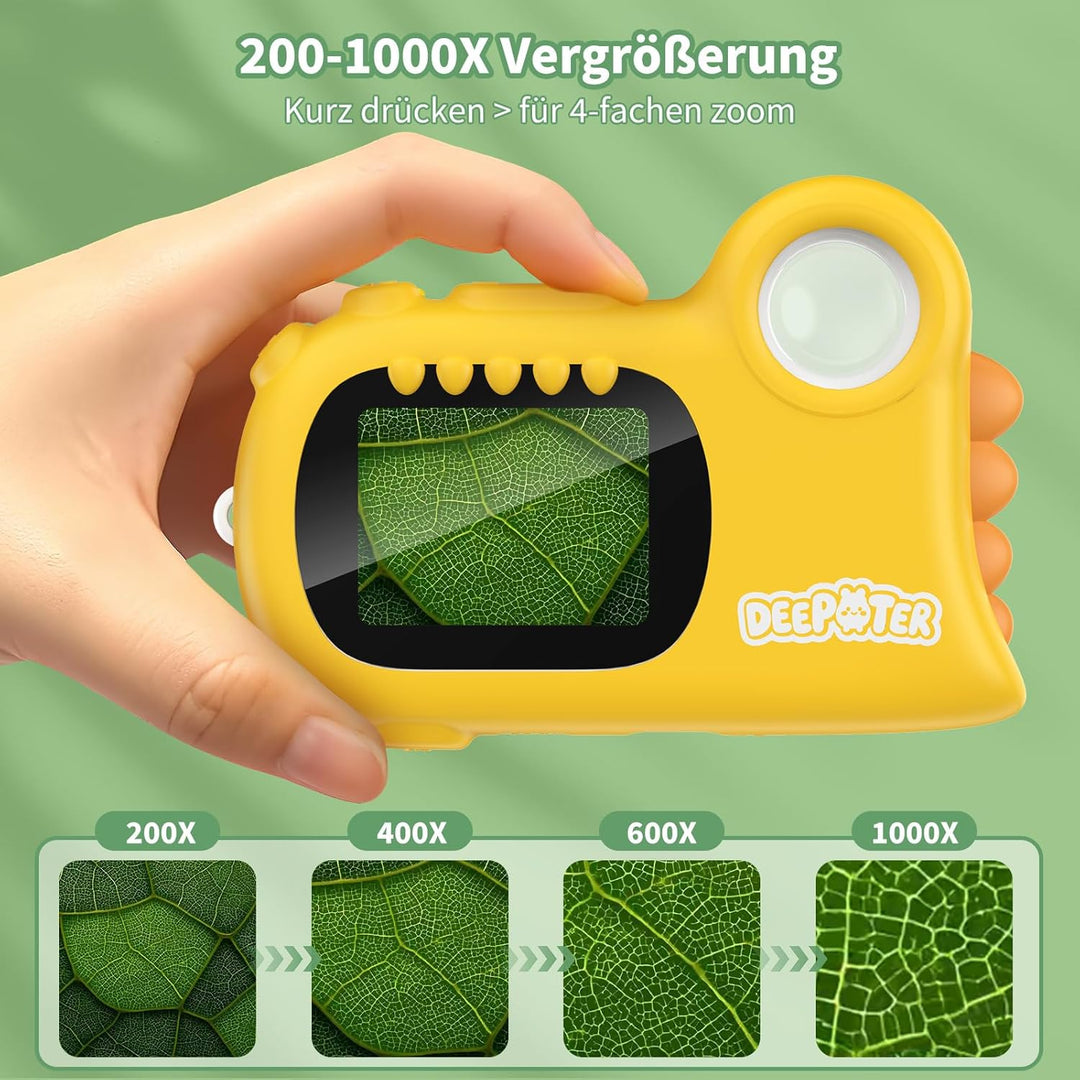 2 in 1 Mikroskop für Kinder, Deepoter 1000X Mikroskop Digital mit 2.0" IPS, Handy USB Mikroskop mit