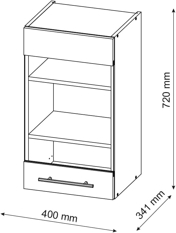 Vicco Küchenglasschrank Fame-Line, Glashängeschrank, Weiss Landhaus/Anthrazit, 40 cm Weiss Landhaus