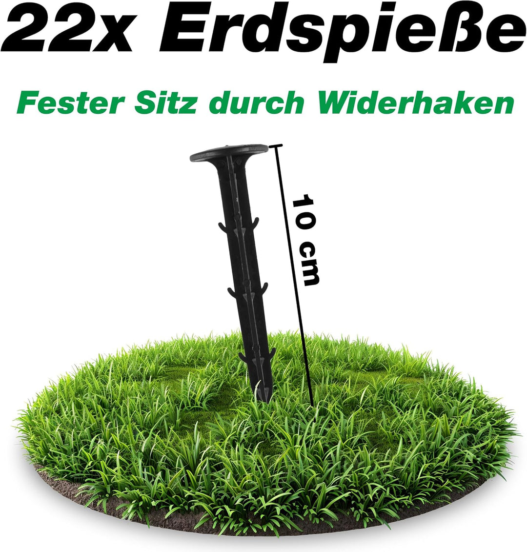 Abdecknetz (5x6m) schwarz mit Erdspiessen | feinmaschig (10x10mm) mit stabilem Rand | Teichabdeckung