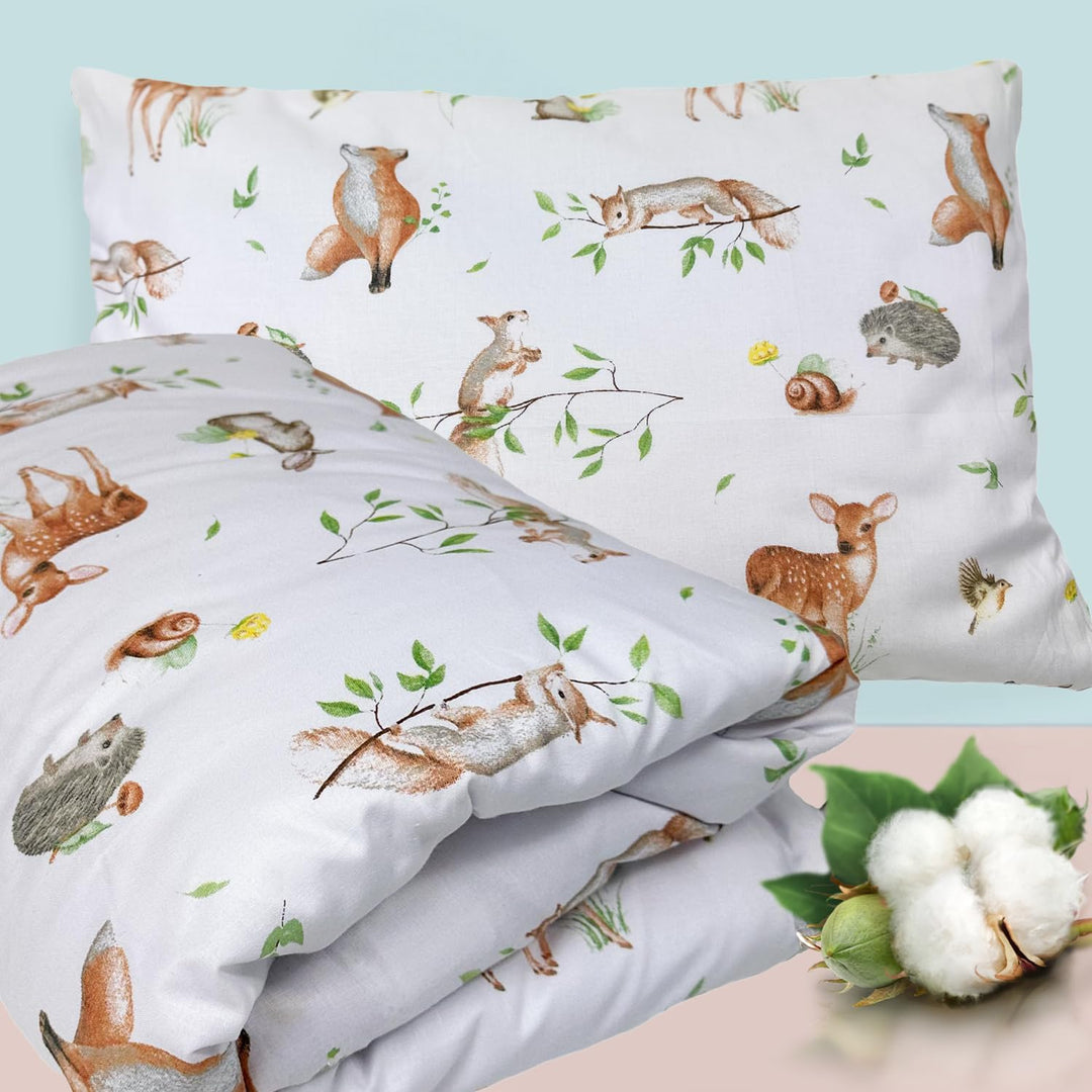 Kinderbettwäsche 90x120 + 40x60 | 100% Baumwolle Weiche &amp; Farbenfrohe Bettwäsche für Babys | Mädchen