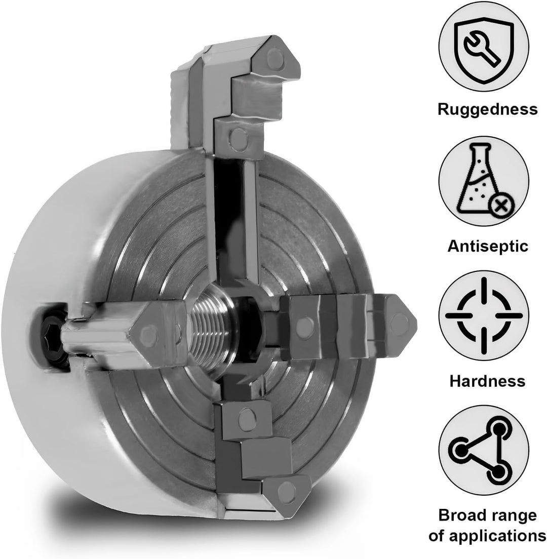 Drehmaschine Vierbackenfutter, 4-Backen-Drehfutter selbstzentrierendes Holzdrehfutter aus Zinklegier