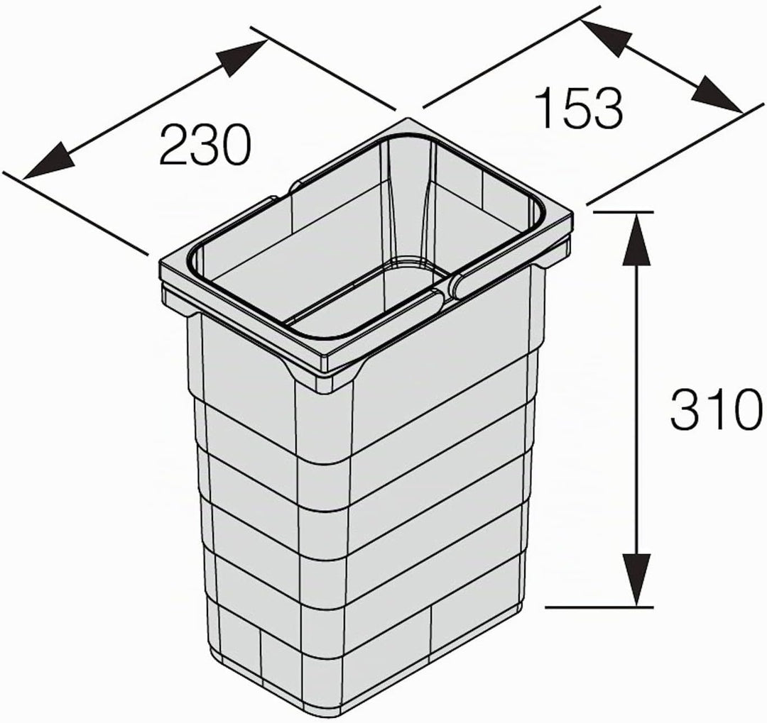 Ninka Abfalltrennsystem eins2vier KB 600 mm, Seitenstärke 16 mm Höhe 310 mm 2x 8L, 2x 17L, 1x 60er B