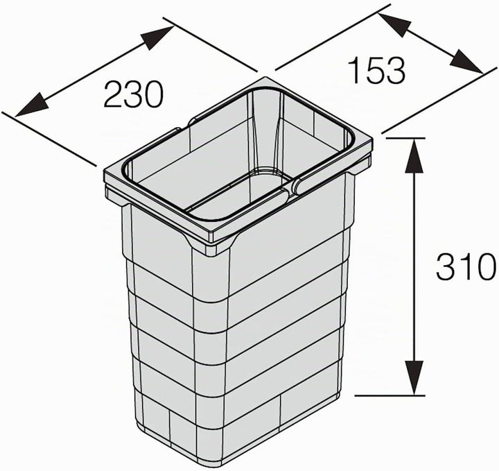 Ninka Abfalltrennsystem eins2vier KB 600 mm, Seitenstärke 16 mm Höhe 310 mm 2x 8L, 2x 17L, 1x 60er B