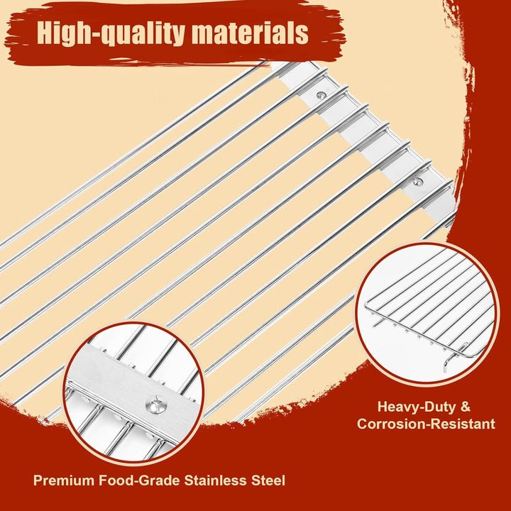 Denmay 40-94cm Universal Edelstahl Warmhalterost für Gas-/Holzpellet-/Grill-/Smoker-Grill, Verstellb