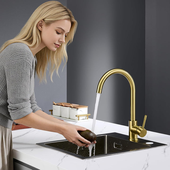 CECIPA Wasserhahn Küche 360° Schwenkbar, Hochdruck Küchenarmatur, Mischbatterie Küche mit Hohem Boge
